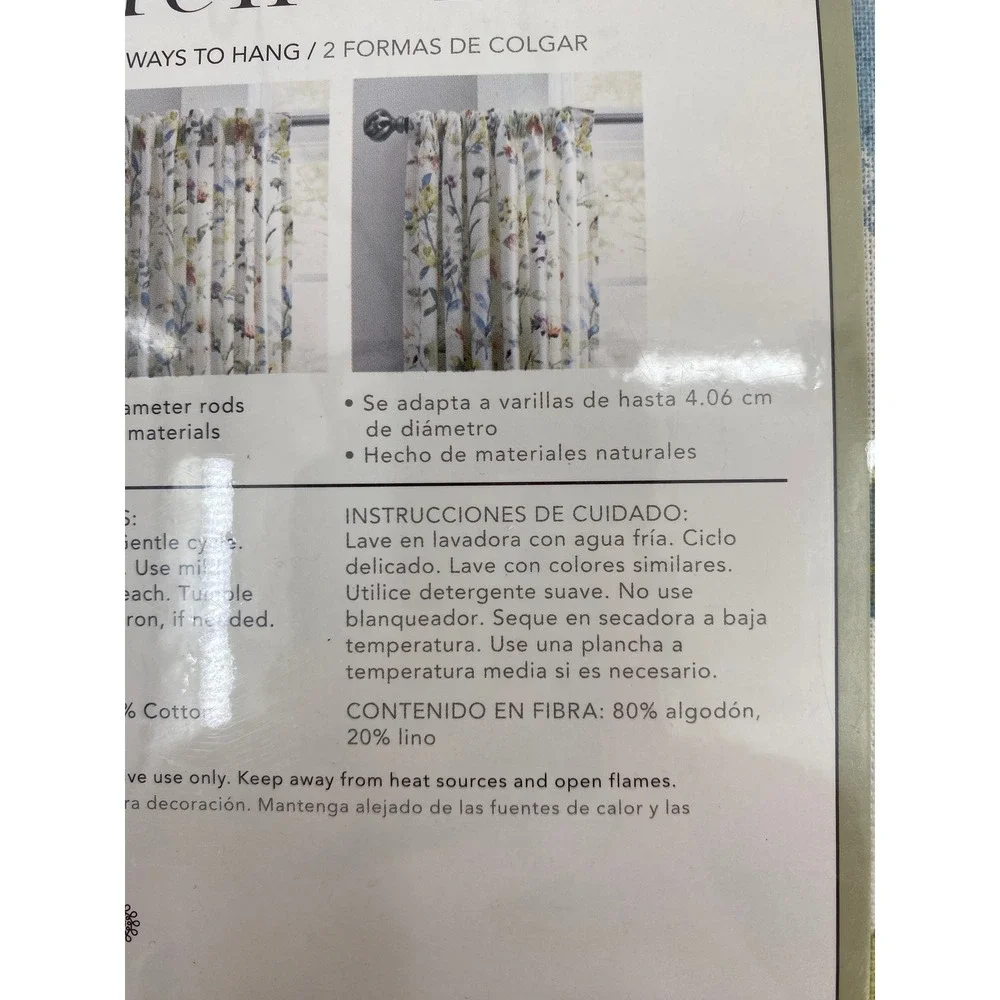 Allen + Roth Sommers Floral Curtain Panels 50x84 (Set of 2) Cream Cotton Linen